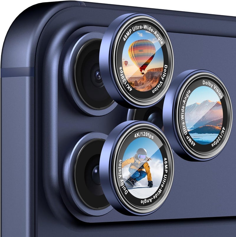CACOE Camera Lens Protector for iPhone 17ProMax/17Pro/16ProMax/16Pro/15ProMax/15Pro/14ProMax/14Pro, [Anti-Scratch] [Drop-Proof][Strong-Adhesion] Camera Screen Cover(Dark Blue) - Image 1